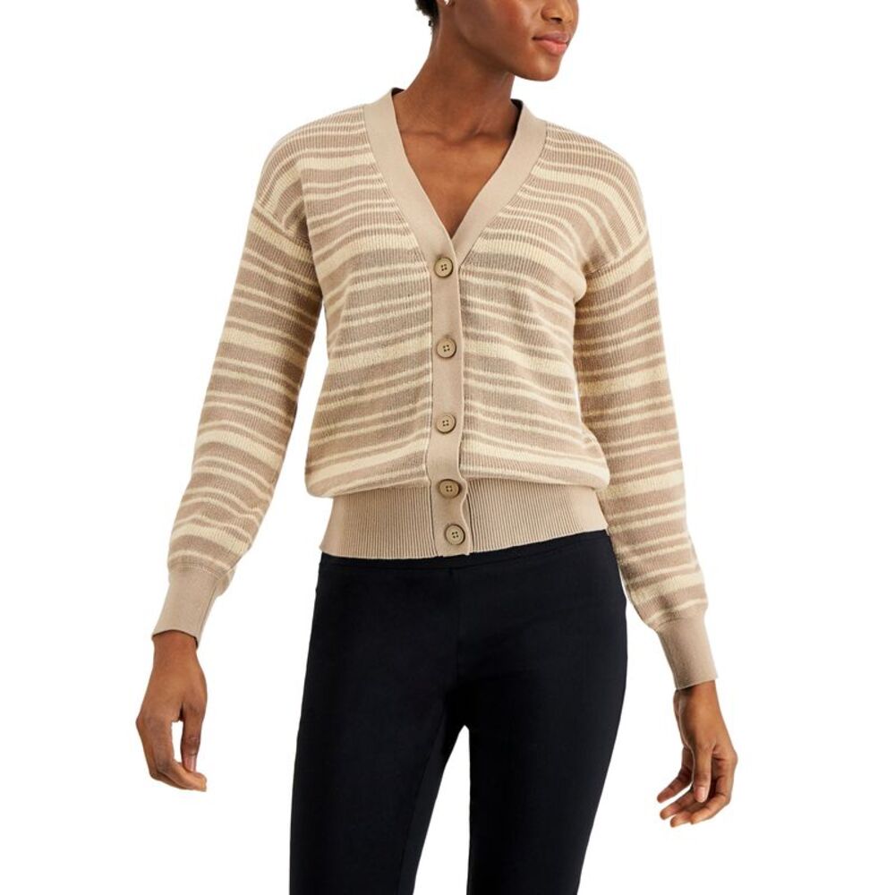Alfani Striped Button Front Cardigan